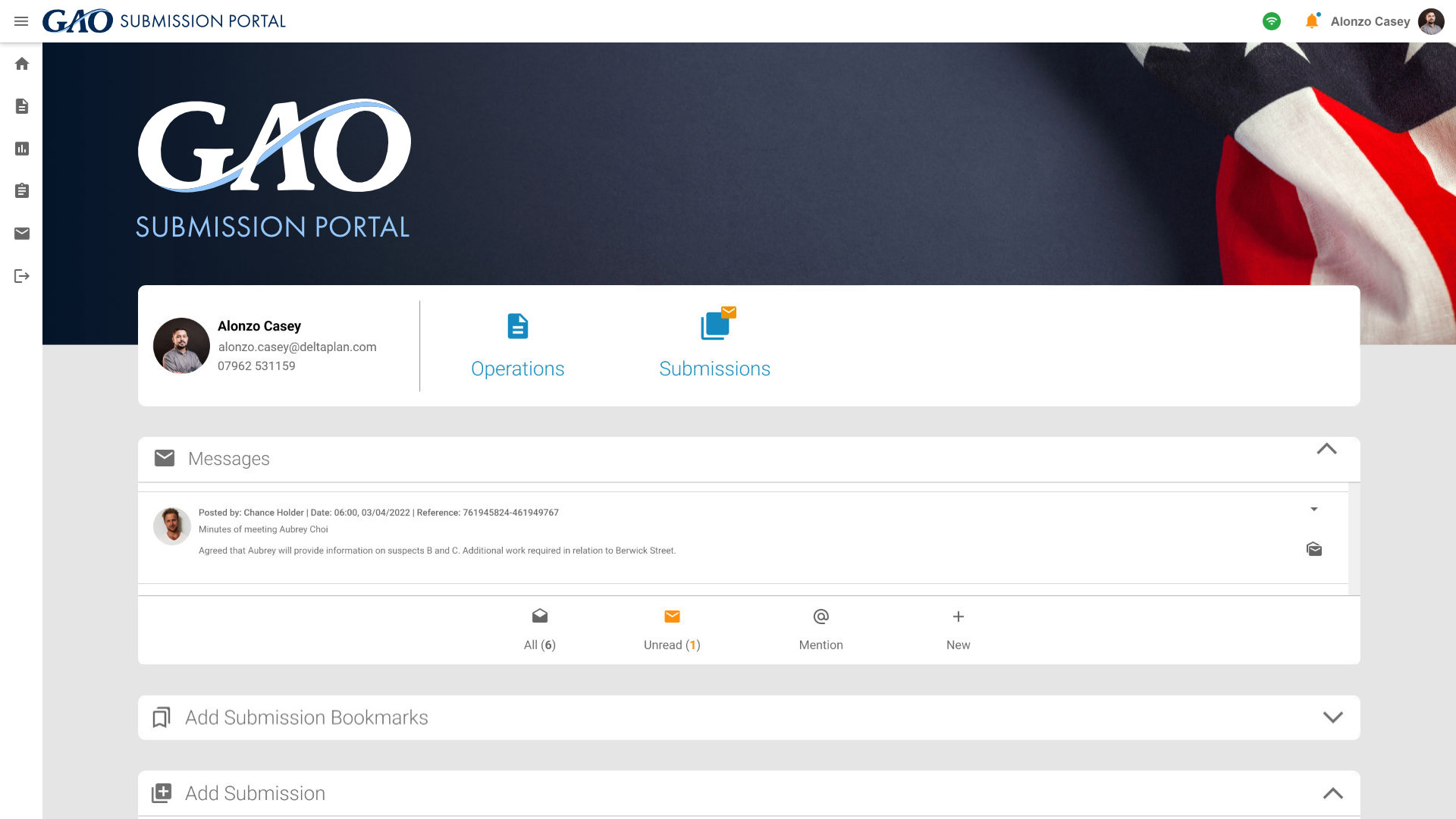 GAO Dashboard Landing Page